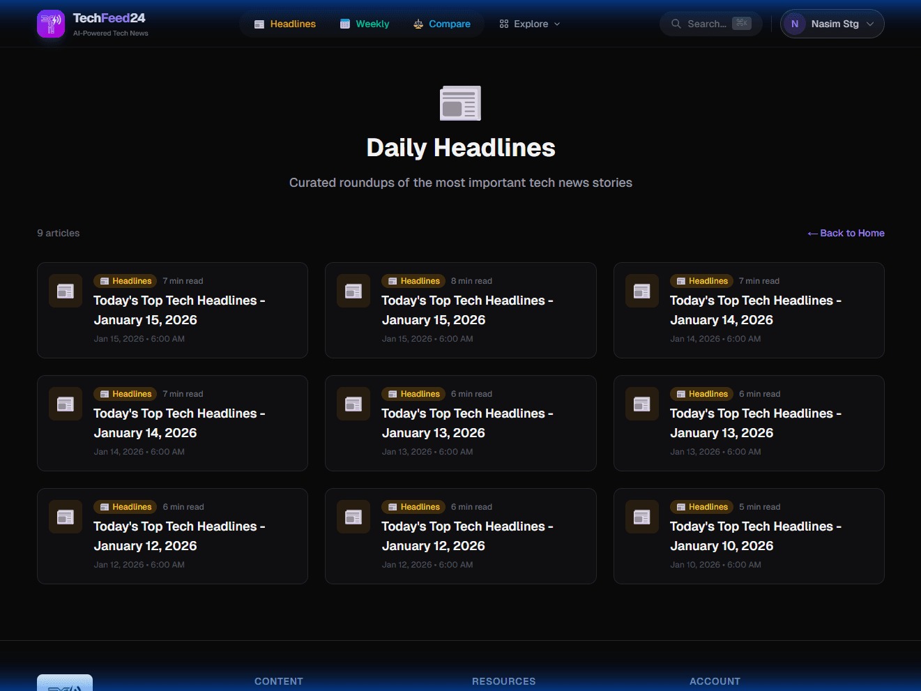Headlines Page - Daily Roundup